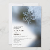 Elegant Modern Winter Silver Snow Wedding Kaart (Voorkant)