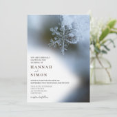 Elegant Modern Winter Silver Snow Wedding Kaart (Staand voorkant)