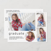 Elegant modern wit Afstuderen 4 Foto collage Uitnodiging Briefkaart (Voorkant / Achterkant)