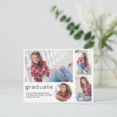 Elegant modern wit Afstuderen 4 Foto collage Uitnodiging Briefkaart (Staand voorkant)