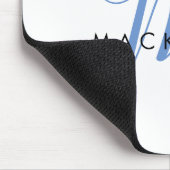 Elegant Modern Wit Blau Schreef Monogram Muismat (Hoek)