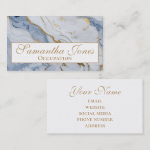 Elegant Modern wit blauw goud marmeren patroon Visitekaartje
