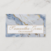 Elegant Modern wit blauw goud marmeren patroon Visitekaartje (Voorkant)