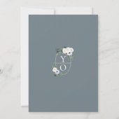 Elegant Modern Wit Bloemen en Slate Grey Bruiloft Kaart (Achterkant)
