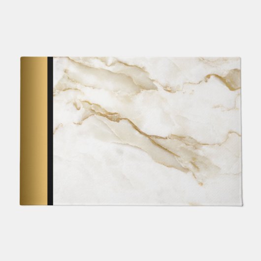 Elegant modern wit crème goud marmeren patroon deurmat (Voorkant)