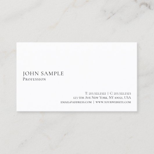 Elegant modern, wit, eenvoudig design visitekaartje (Voorkant)