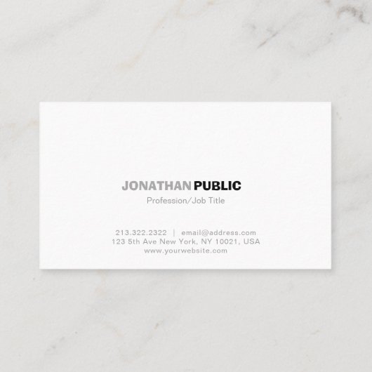 Elegant modern, wit, eenvoudig wit visitekaartje (Achterkant)