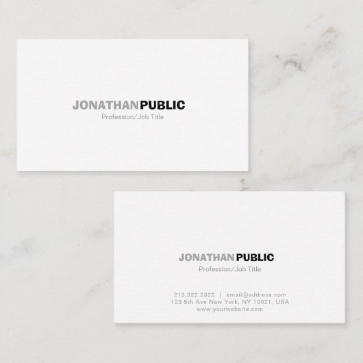 Elegant modern, wit, eenvoudig wit visitekaartje (Voorkant / Achterkant)
