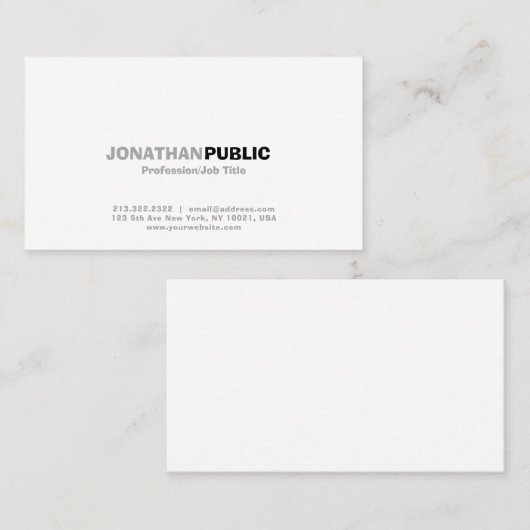 Elegant modern, wit, eenvoudig wit visitekaartje (Voorkant / Achterkant)