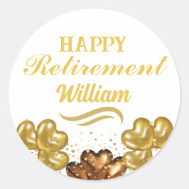 Elegant Modern Wit en goud Happy Retirement Ronde Sticker