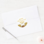 Elegant Modern Wit en goud Happy Retirement Ronde Sticker (Envelop)