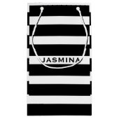 Elegant modern wit en zwart bandpatroon 2 klein cadeauzakje (Achterkant)