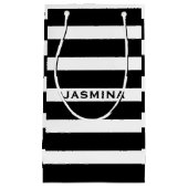 Elegant modern wit en zwart bandpatroon 2 klein cadeauzakje (Voorkant)