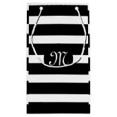 Elegant modern wit en zwart bandpatroon klein cadeauzakje (Achterkant)