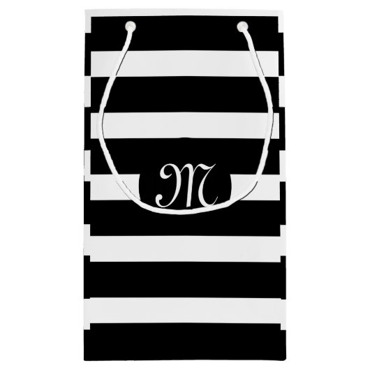 Elegant modern wit en zwart bandpatroon klein cadeauzakje (Achterkant)