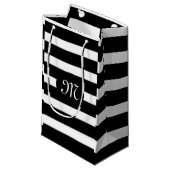 Elegant modern wit en zwart bandpatroon klein cadeauzakje (Voorkant Gekanteld)