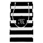 Elegant modern wit en zwart bandpatroon klein cadeauzakje (Voorkant)