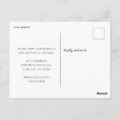 Elegant modern wit geboortekaartje briefkaart (Achterkant)