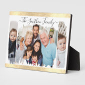 Elegant Modern Wit & Goud Voeg Uw Foto Familie Fotoplaat (Zijkant)