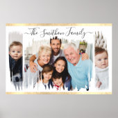 Elegant Modern Wit & Goud Voeg Uw Foto Familie Poster (Voorkant)