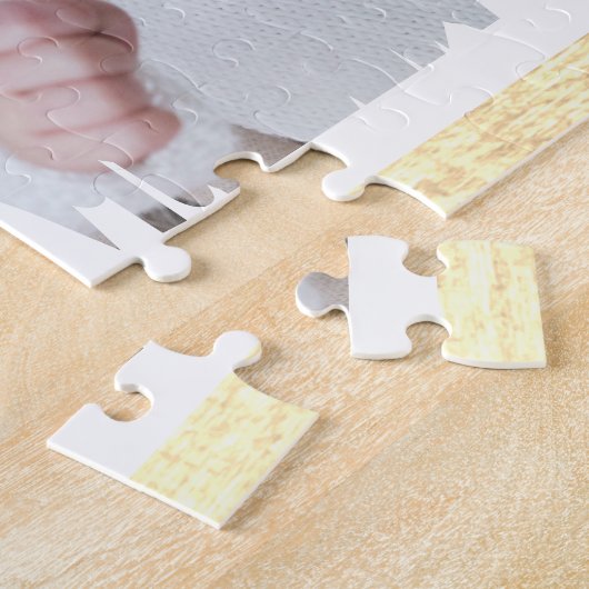 Elegant modern wit & goud voeg uw fotoserie toe legpuzzel (Zijkant)