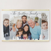 Elegant modern wit & goud voeg uw fotoserie toe legpuzzel (Horizontaal)