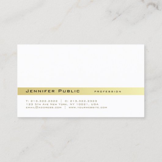 Elegant modern, wit goudplein visitekaartje (Achterkant)