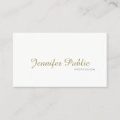 Elegant modern, wit goudplein visitekaartje (Voorkant)