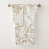 Elegant modern wit grijs goud marmer bloemen bad handdoek (Insitu)