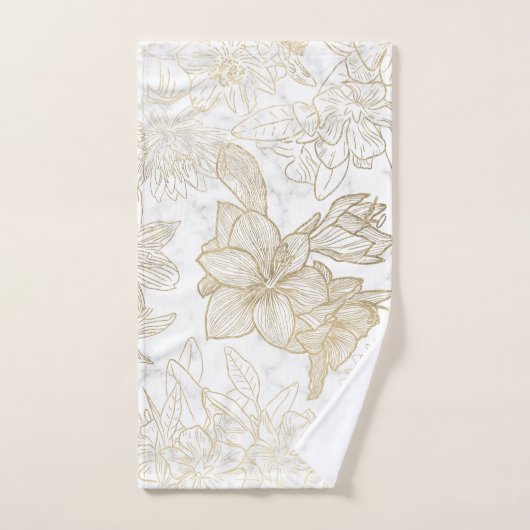 Elegant modern wit grijs goud marmer bloemen bad handdoek (Handdoek)