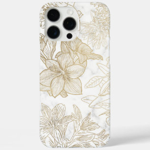 Elegant modern wit grijs goud marmer bloemen iPhone 16 pro max hoesje