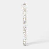 Elegant modern wit grijs goud marmer bloemen iPhone 16 hoesje (Linkerkant)