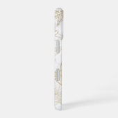 Elegant modern wit grijs goud marmer bloemen iPhone 16 hoesje (Rechterkant)