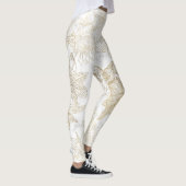 Elegant modern wit grijs goud marmer bloemen leggings (Rechts)