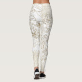 Elegant modern wit grijs goud marmer bloemen leggings (Achterkant)