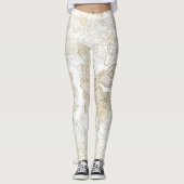 Elegant modern wit grijs goud marmer bloemen leggings (Voorkant)