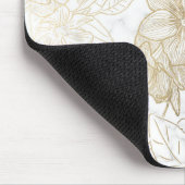Elegant modern wit grijs goud marmer bloemen muismat (Hoek)
