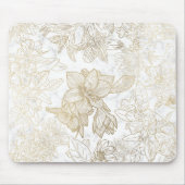 Elegant modern wit grijs goud marmer bloemen muismat (Voorkant)