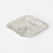 Elegant modern wit grijs goud marmer bloemen papieren bordje (Gebogen)