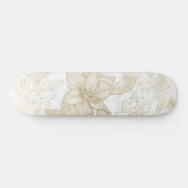 Elegant modern wit grijs goud marmer bloemen persoonlijk skateboard (Horizontaal)