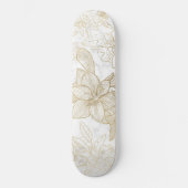 Elegant modern wit grijs goud marmer bloemen persoonlijk skateboard (Voorkant)