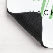 Elegant Modern Wit Groen Script Monogram Muismat (Hoek)