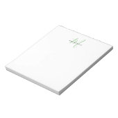 Elegant Modern Wit Groen Script Monogram Notitieblok (Linkerzijde)