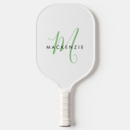 Elegant Modern Wit Groen Script Monogram Pickleball Paddle