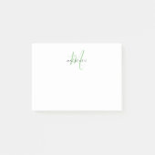 Elegant Modern Wit Groen Script Monogram Post-it® Notes (Voorkant)