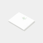 Elegant Modern Wit Groen Script Monogram Post-it® Notes (Schuin)