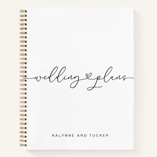 Elegant Modern Wit Huwelijksplannen Hart Notitieboek (Voorkant)