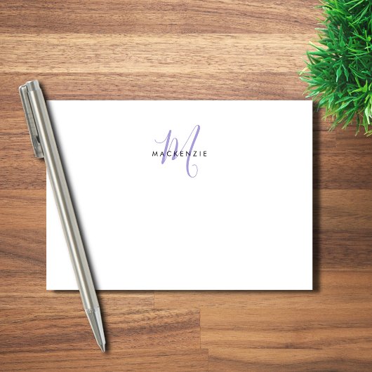 Elegant Modern Wit Lavendel Schrift Monogram Post-it® Notes