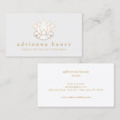 Elegant modern wit lotusventiel licht grijs visitekaartje (Voorkant / Achterkant)