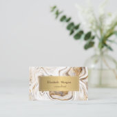 Elegant Modern Wit Marmer Goud Visitekaartje (Staand voorkant)